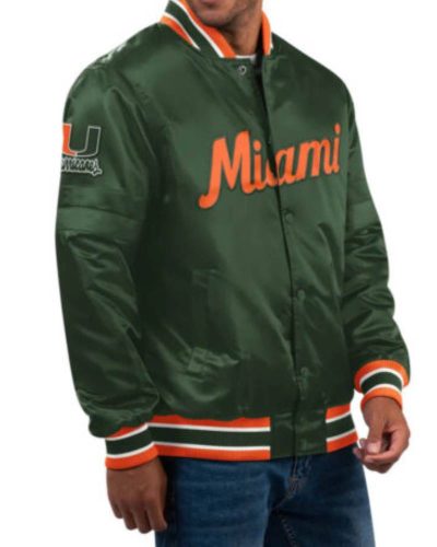 Green Miami Hurricanes Classic Satin Jacket