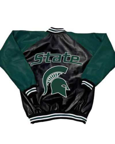 Black Green Michigan State Spartans Letterman Jacket