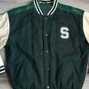 Vintage Green White Michigan State Varsity Jacket