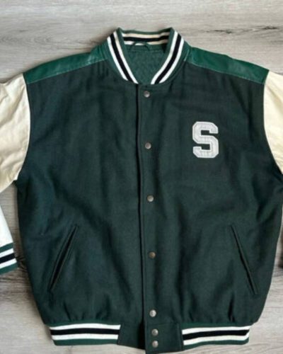 Vintage Green White Michigan State Varsity Jacket