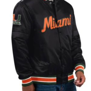 Black Miami Hurricanes Classic Satin Jacket