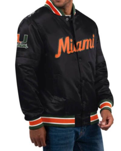 Black Miami Hurricanes Classic Satin Jacket