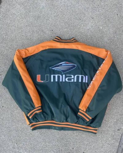 Miami Hurricanes Black Orange Leather Jacket