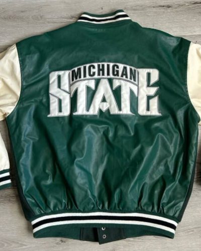 Vintage Green White Michigan State Varsity Jacket
