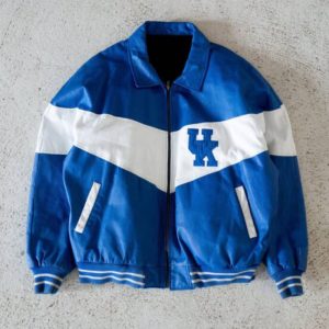 Kentucky Wildcats Blue White 90s Leather Jacket