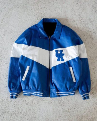 Kentucky Wildcats Blue White 90s Leather Jacket