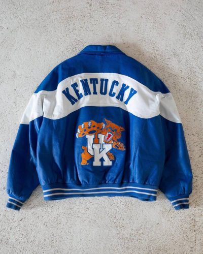 Kentucky Wildcats Blue White 90s Leather Jacket