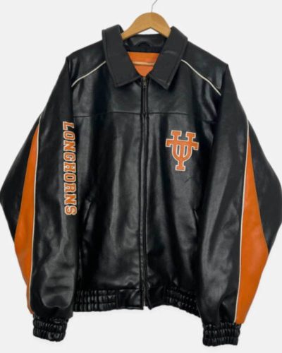 Vtg 90’s University Of Texas Longhorns Leather Jacket