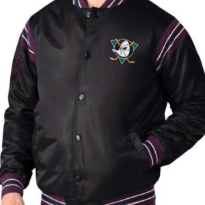 Anaheim Ducks Enforcer Nhl Black Satin Jacket
