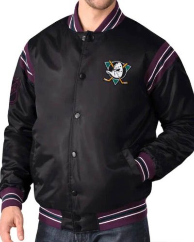 Anaheim Ducks Enforcer Nhl Black Satin Jacket