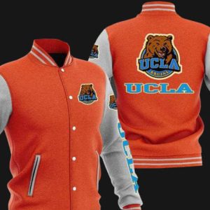 Ucla Bruins Orange Gray Baseball Varsity Jacket