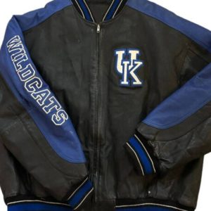 Vintage Kentucky Wildcats Black Blue Leather Jacket