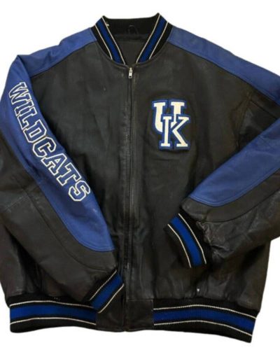 Vintage Kentucky Wildcats Black Blue Leather Jacket
