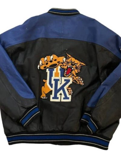 Vintage Kentucky Wildcats Black Blue Leather Jacket