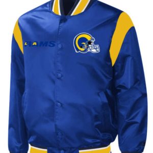 NFL La Rams Carneros Blue And Yellow Satin Jacket