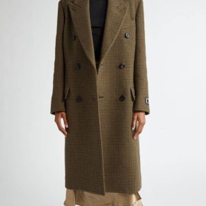 Acne Studios Khaki Green Ohama Double Breasted Tweed Coat