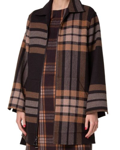 Akris Fabiola Plaid Double Face Wool Coat