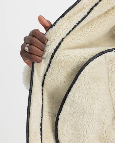 Alpha Industries B-3 Black Leather Bomber Fur Jacket