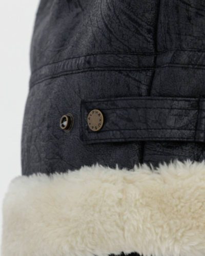 Alpha Industries B-3 Black Leather Bomber Fur Jacket