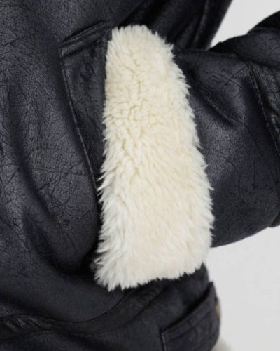 Alpha Industries B-3 Black Leather Bomber Jacket