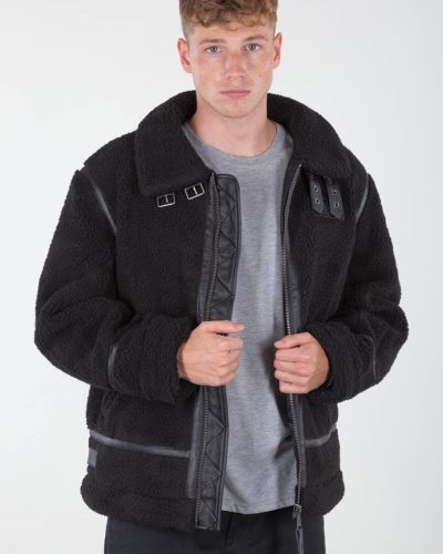 Alpha Industries B-3 Black Teddy Bomber Jacket