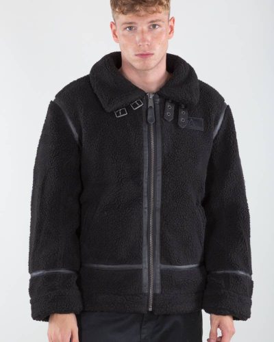 Alpha Industries B-3 Black Teddy Bomber Jacket