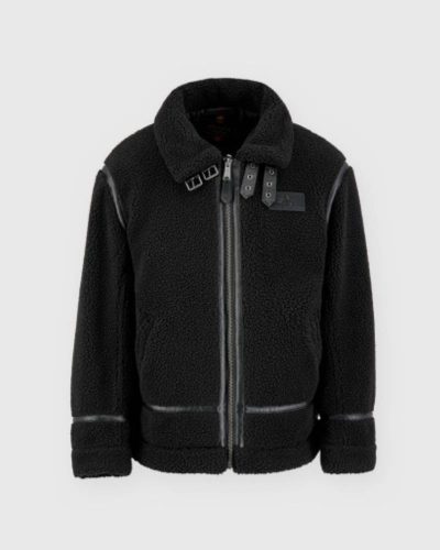 Alpha Industries B-3 Black Teddy Bomber Jacket