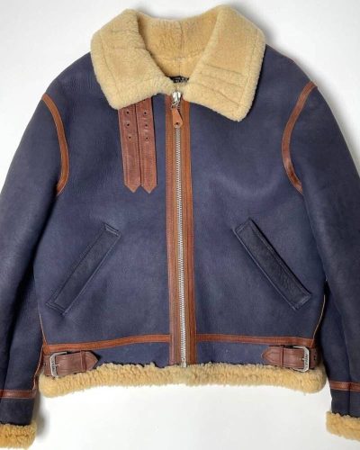 Avirex B-3 Purple Sheepskin Leather Shearling Jacket