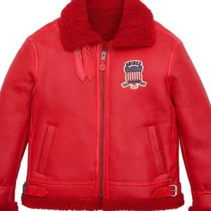 Avirex B3 Bomber Red Shearling Leather Jacket