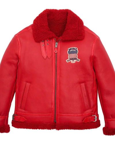 Avirex B3 Bomber Red Shearling Leather Jacket
