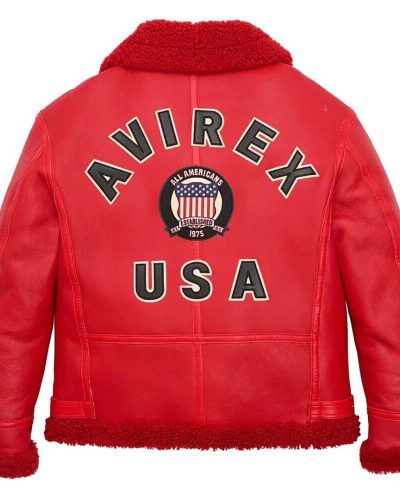 Avirex B3 Bomber Red Shearling Leather Jacket