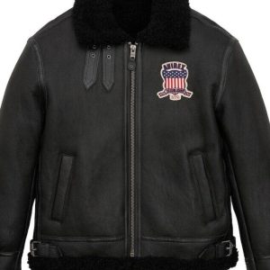 Avirex B3 Bomber Black Shearling Leather Jacket