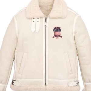 Avirex B3 Bomber White Shearling Leather Jacket