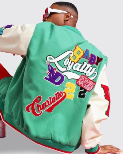Oversized Loyalty Green Varsity Bomber