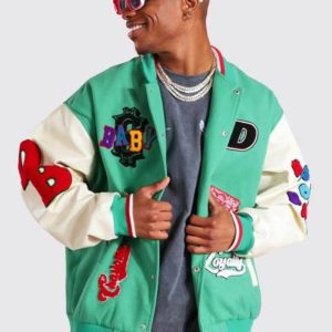 Oversized Loyalty Green Varsity Bomber