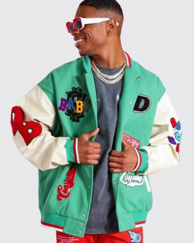 Oversized Loyalty Green Varsity Bomber