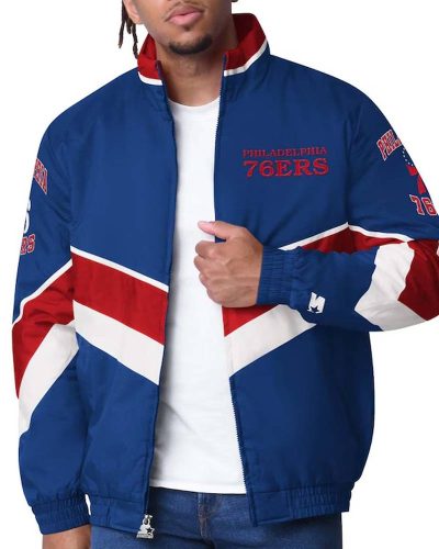Philadelphia 76ers Captain Royal Varsity Satin Jacket
