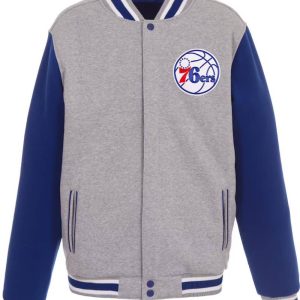 Philadelphia 76ers Gray And Royal Varsity Wool Jacket