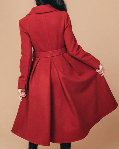 Women’s 1950s Princess Swing Red Wool Coat