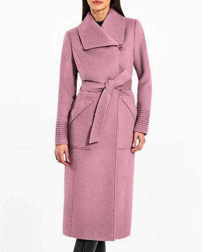 Baby Alpaca Long Wide Collar Wrap Coat