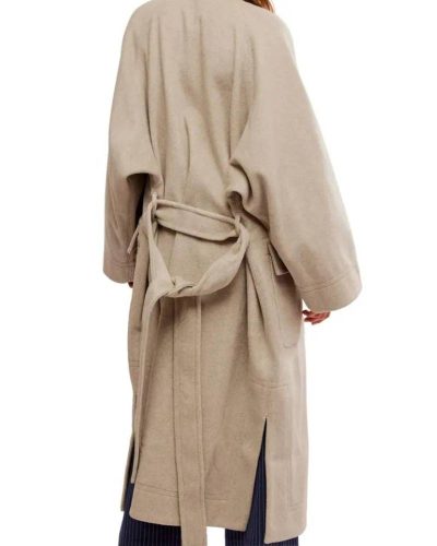 Alma Free People Heathered Coffee Long Duffle Coat