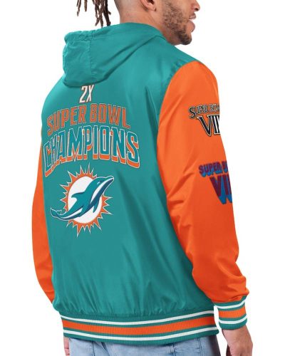 Men's G-iii Sports By Carl Banks Aqua/orange Miami Dolphins Commemorative Reversible Full-zip Jacket