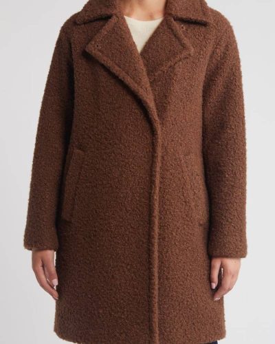 Bcb Generation Coffee Walker Notch Lapel Longline Bouclé Coat
