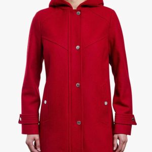 Women’s Zip Front Wool Sherpa Hooded Coat