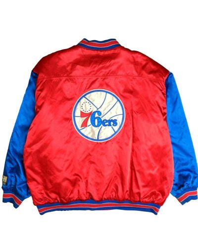 Philadelphia 76ers Classics Red And Blue Satin Jacket
