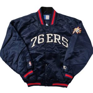 Philadelphia 76ers Bomber Navy Satin Jacket