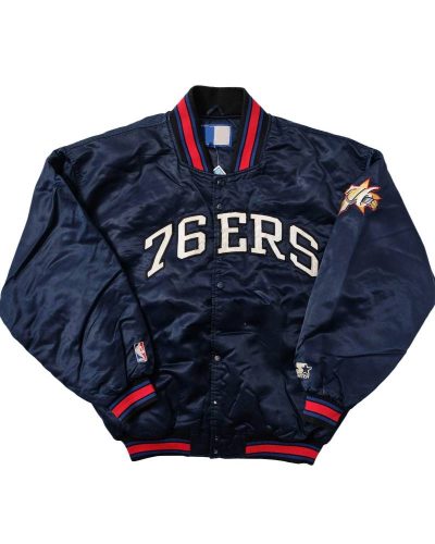 Philadelphia 76ers Bomber Navy Satin Jacket