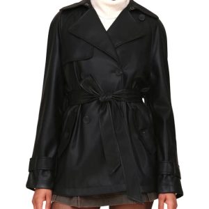 Avec Les Filles Black Relaxed Midlength Walking Coat
