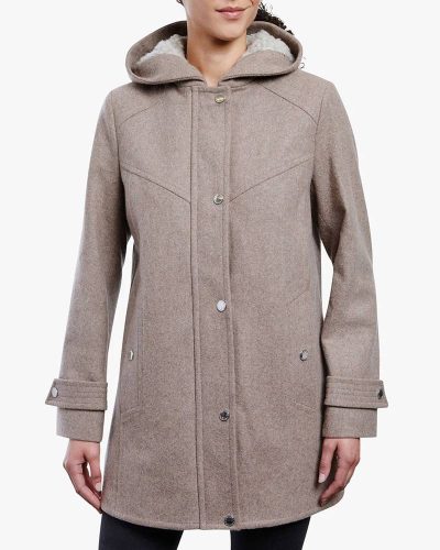 Women’s Zip Front Wool Sherpa Hooded Coat