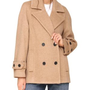 Avec Les Filles Camel Relaxed Swing Peacoat